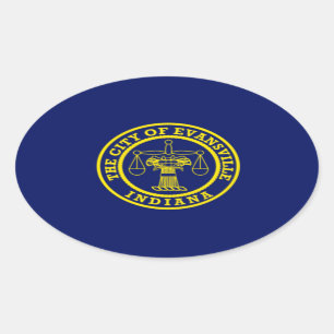 Adesivo Oval Bandeira de Evansville, Indiana Oval Sticker