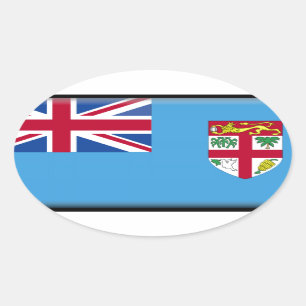 Adesivo Oval Bandeira de Fiji