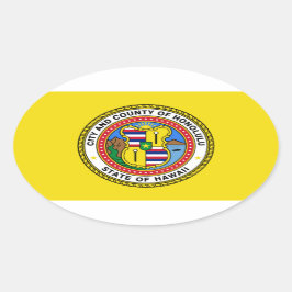 Adesivo Oval Bandeira de Honolulu, Havaí