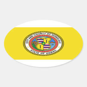 Adesivo Oval Bandeira de Honolulu, Havaí