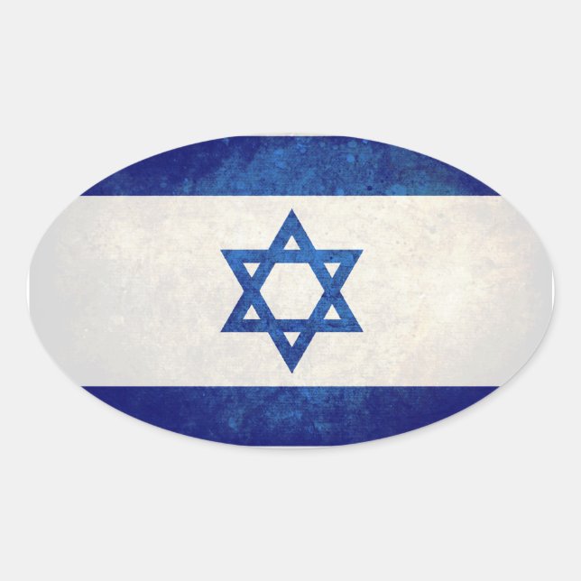 Adesivo Oval Bandeira de Israel (Frente)