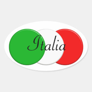 Adesivo Oval Bandeira de Italia. eu amo Italia