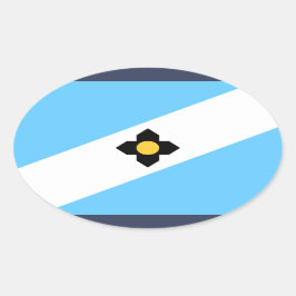 Adesivo Oval Bandeira de Madison, Wisconsin