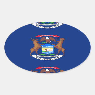 Adesivo Oval bandeira de Michigan