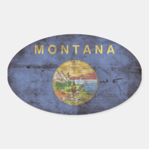 Adesivo Oval Bandeira de Montana vestida;