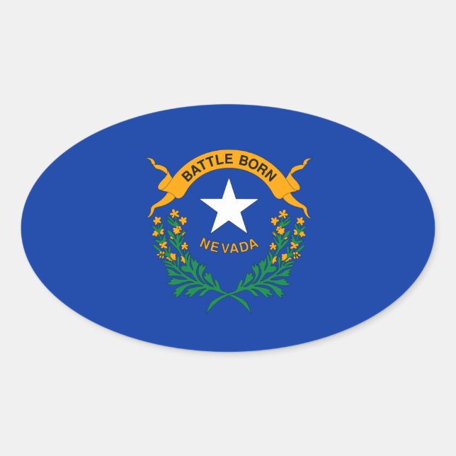 Adesivo Oval Bandeira de Nevada (Frente)