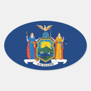 Adesivo Oval bandeira de Nova Iorque