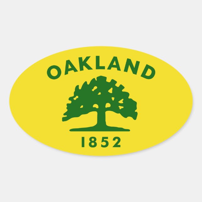 Adesivo Oval Bandeira de Oakland, Califórnia (Frente)
