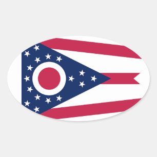 Adesivo Oval bandeira de Ohio
