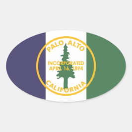 Adesivo Oval Bandeira de Palo Alto, Califórnia