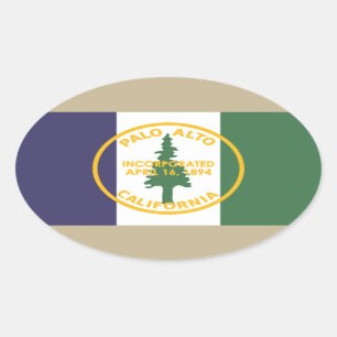 Adesivo Oval Bandeira de Palo Alto, Califórnia