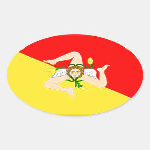 Adesivo Oval Bandeira de Sicília (Italia)