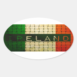 Adesivo Oval Bandeira de tecidos da Irlanda