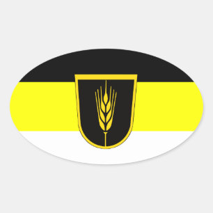 Adesivo Oval Bandeira de Wolgadeutsche (versão em preto/amarelo