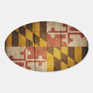Adesivo Oval Bandeira de Wood Maryland robusto