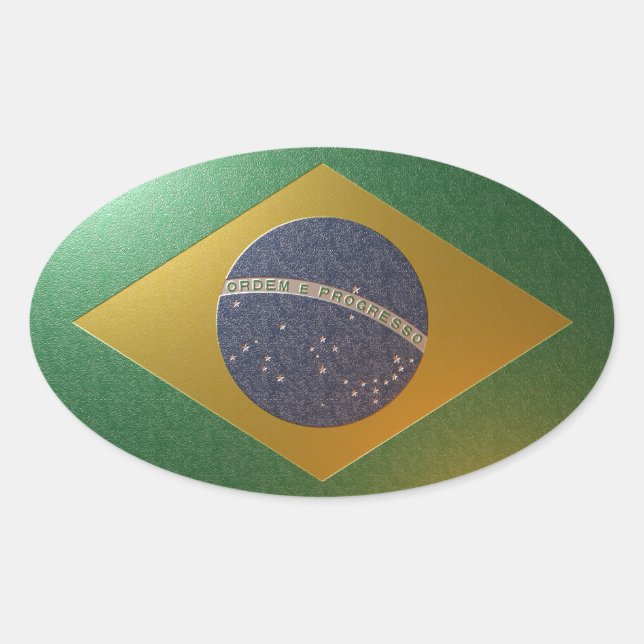 Adesivo Oval Bandeira do Brasil Metalizada (Frente)