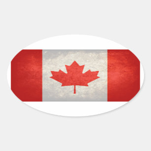 Adesivo Oval Bandeira do Canadá