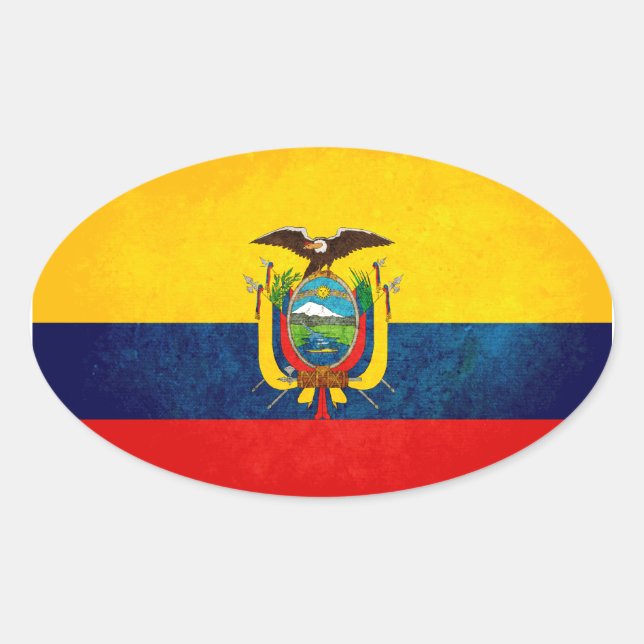 Adesivo Oval Bandeira do Equador (Frente)