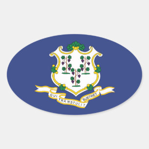 Adesivo Oval Bandeira do Estado de Connecticut