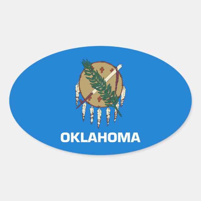 Adesivo Oval Bandeira do Estado de Oklahoma (Frente)