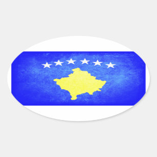 Adesivo Oval Bandeira do Kosovo