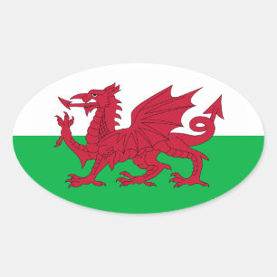 Adesivo Oval Bandeira do País de Gales (Cymru)