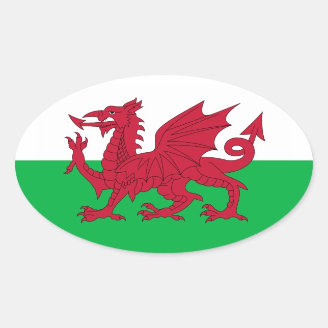 Adesivo Oval Bandeira do País de Gales (Cymru) (Frente)