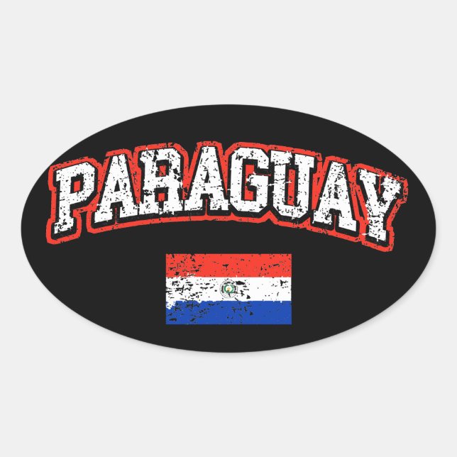 Adesivo Oval Bandeira do Paraguai (Frente)