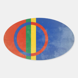 Adesivo Oval Bandeira do Sami pessoas