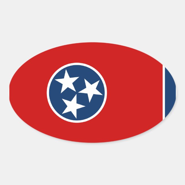 Adesivo Oval Bandeira do Tennessee (Frente)