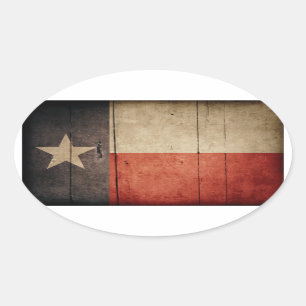 Adesivo Oval Bandeira do Texas de madeira robusta