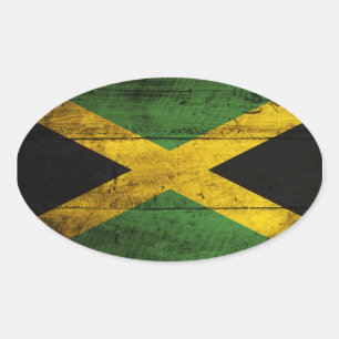 Adesivo Oval Bandeira do velho Wooden Jamaica