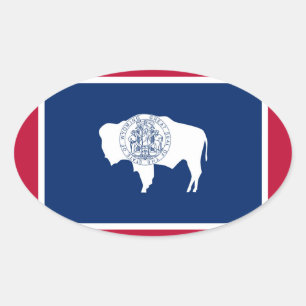 Adesivo Oval Bandeira do Wyoming