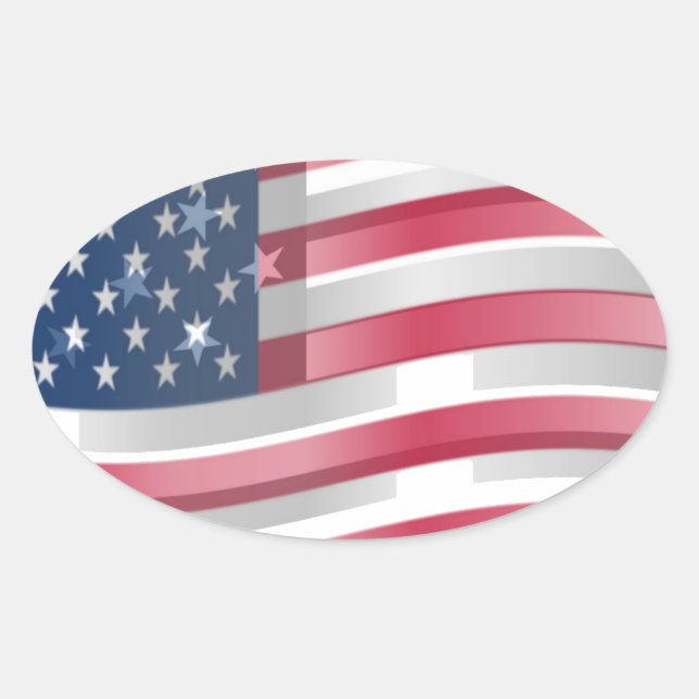 Adesivo Oval Bandeira dos EUA Enriquecida: Design Artístico Ond (Frente)