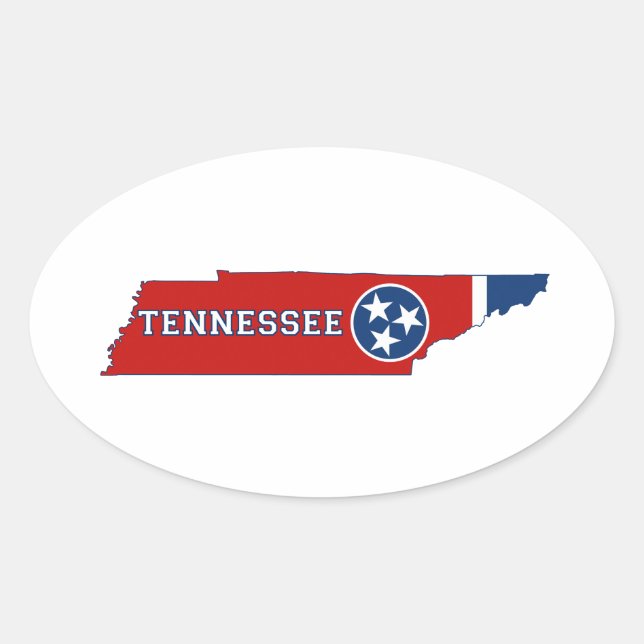 Adesivo Oval Bandeira e mapa do estado de Tennessee