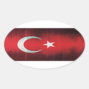 Adesivo Oval Bandeira Estilizada da Turquia