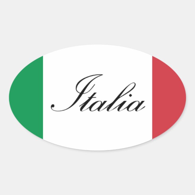 Adesivo Oval Bandeira italiana - Bandeira da Itália - Itália (Frente)