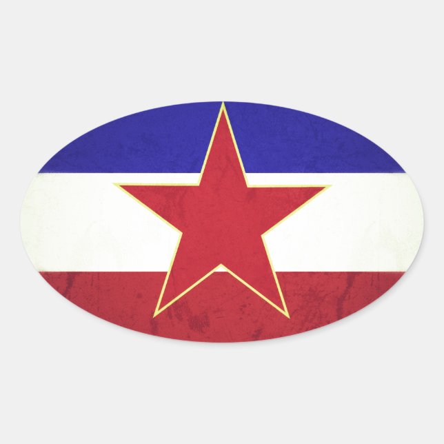 Adesivo Oval Bandeira Iugoslávia (Frente)
