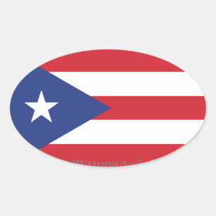 Adesivo Oval Bandeira lisa de Puerto Rico