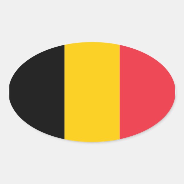 Adesivo Oval Bandeira nacional da Bélgica (Frente)