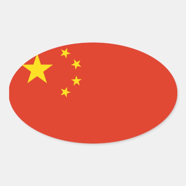 Adesivo Oval Bandeira Nacional da China (Frente)
