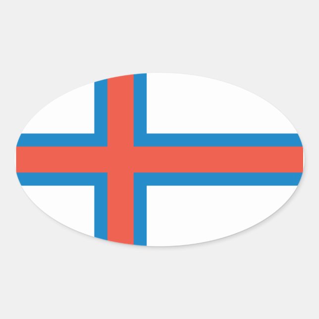 Adesivo Oval Bandeira Nacional das Ilhas Faroé (Frente)