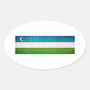 Adesivo Oval Bandeira Nacional do Usbequistão