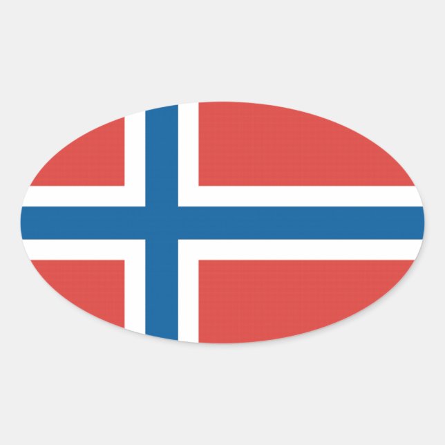 Adesivo Oval Bandeira norueguesa (Frente)