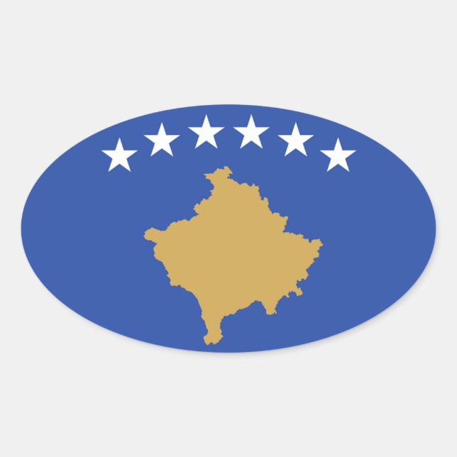 Adesivo Oval Bandeira Oval do Kosovo (Frente)