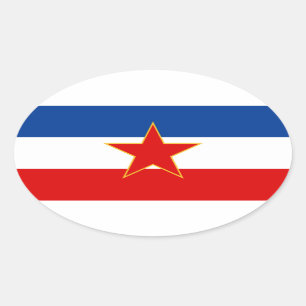 Adesivo Oval Bandeira QUATRO de Jugoslávia (1945-1992)