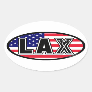 Adesivo Oval Bandeira relaxado de América do Lacrosse