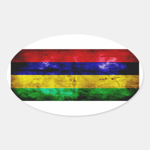 Adesivo Oval Bandeira resistida de Maurícia