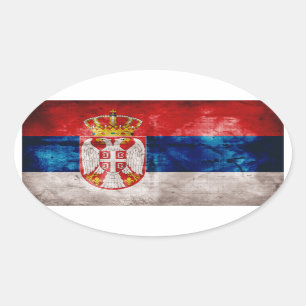 Adesivo Oval Bandeira resistida de Serbia