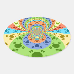 Adesivo Oval Bandeira Sul-Coreana Inspirou Abstrato Art Impress